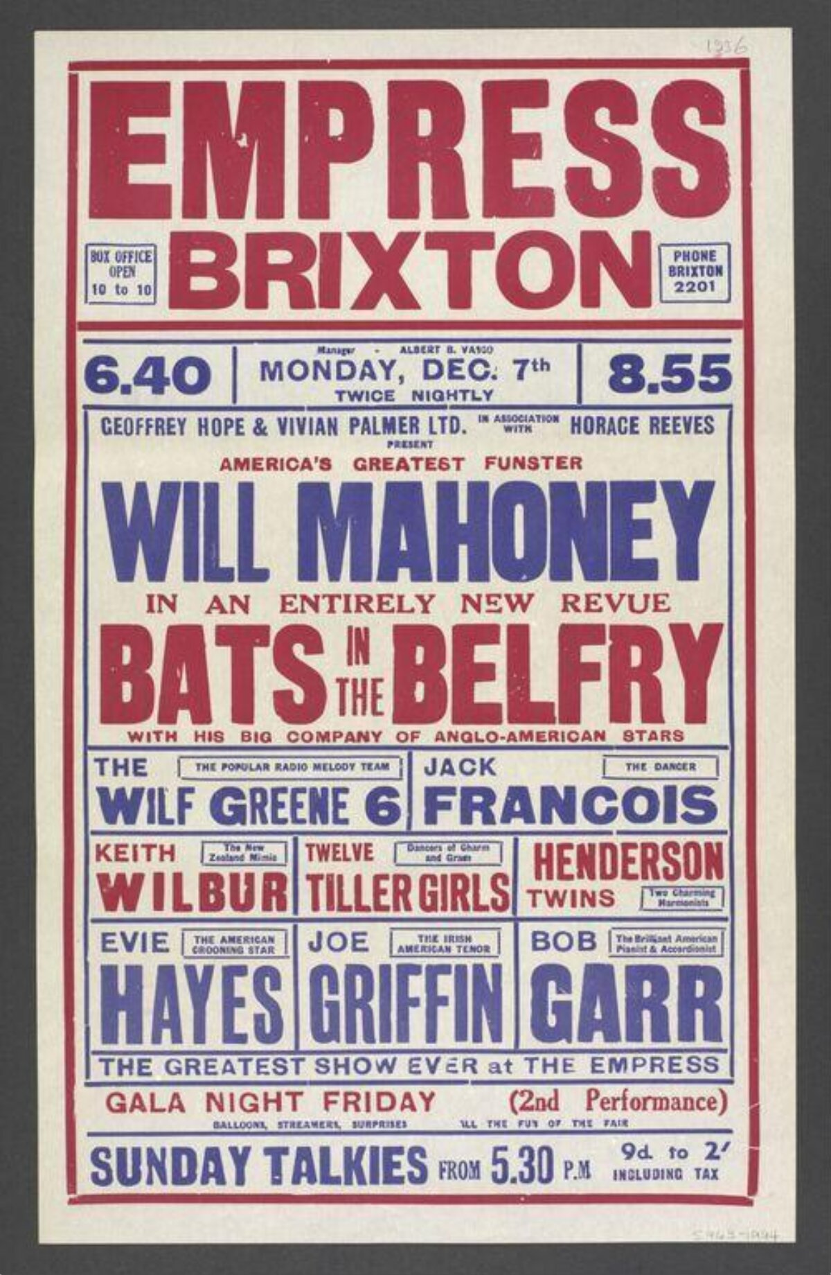 Vintage Empress Brixton Theatre Poster
