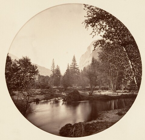 Vintage Mountain River Landscape