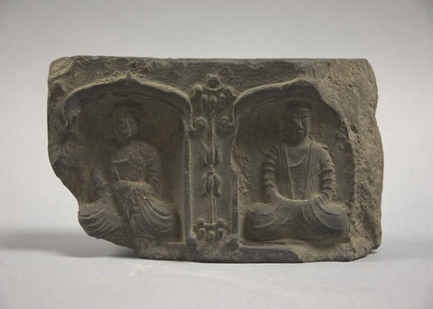 Ancient Double Buddha Carved Brick
