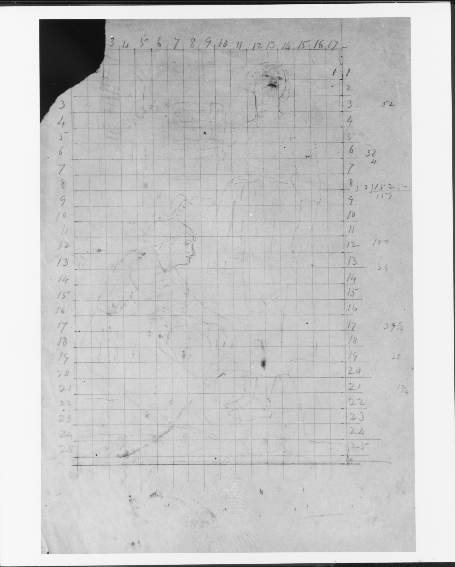 Grid Sketch of Two Human Figures