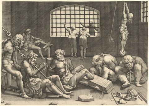 Chained Prisoners in a Jail Cell