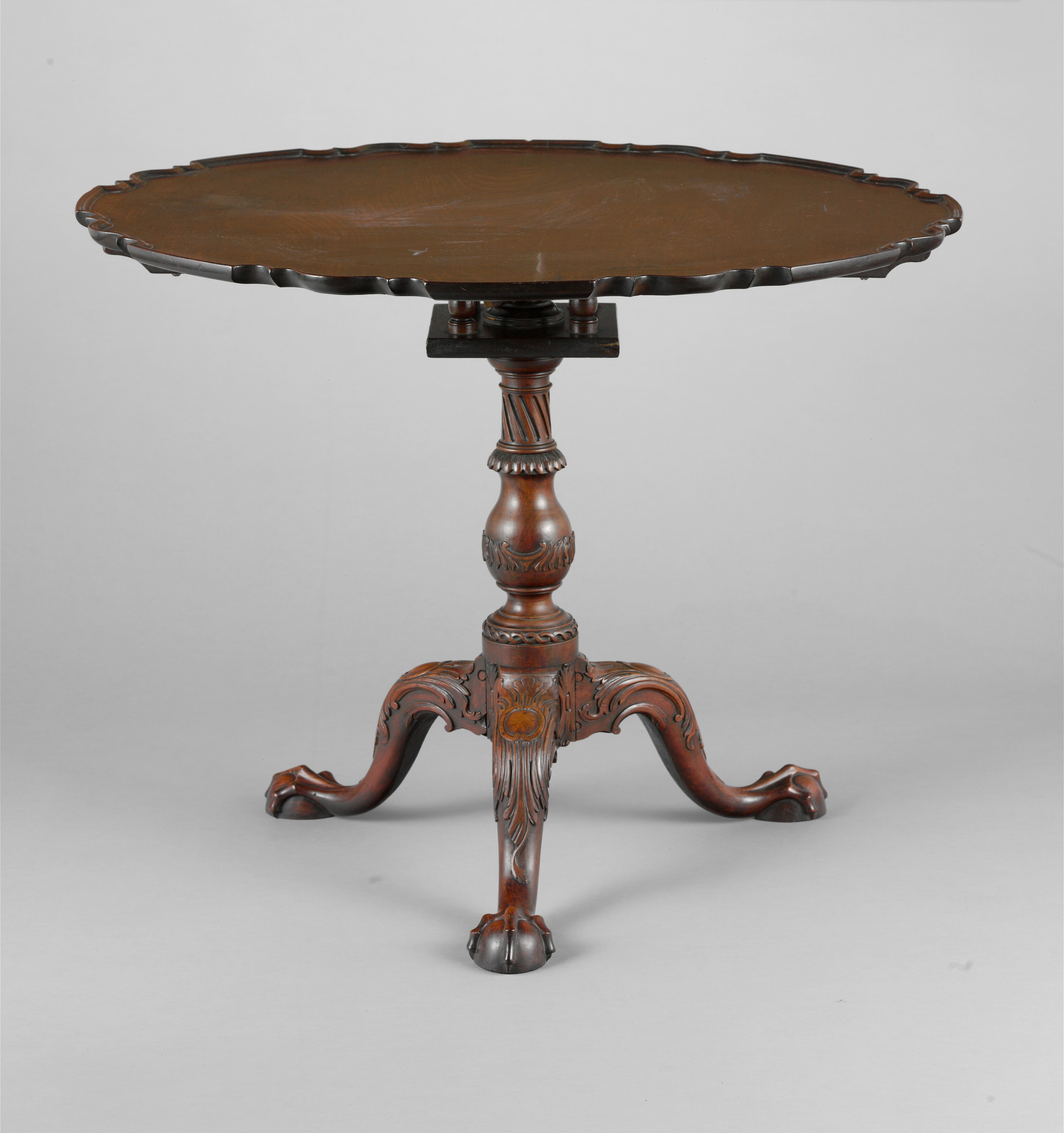 Antique Carved Wooden Tripod Table