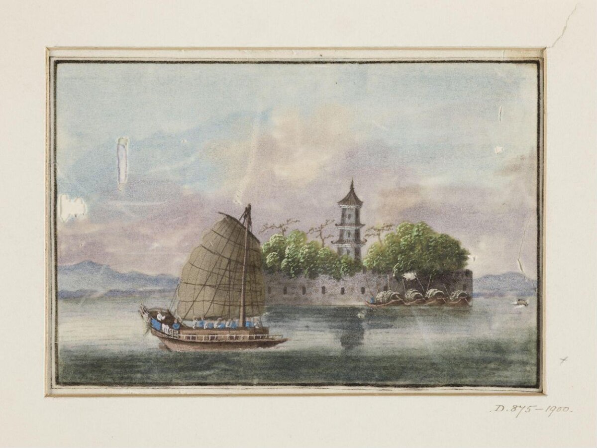 River Landscape with Junk and Pagoda