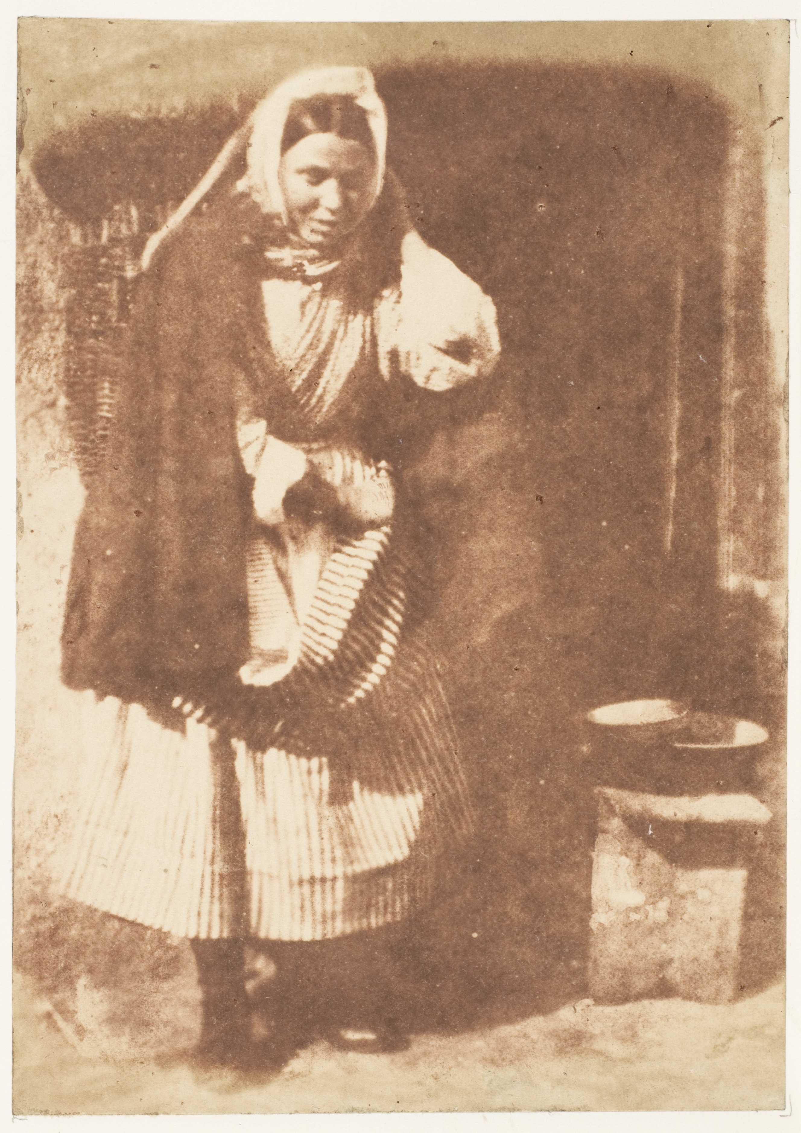 Vintage Photo of Peasant Woman Carrying Basket
