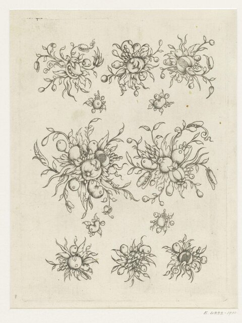 Ornamental Fruit Bouquet Engraving