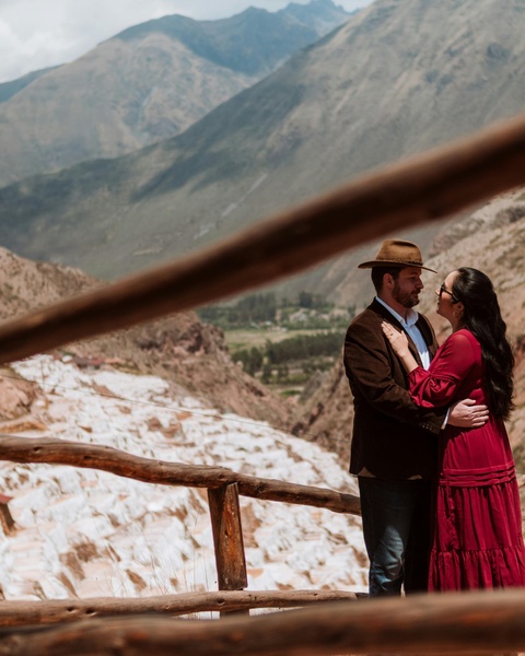 Couple Embracing at Mountain Salt Terraces
