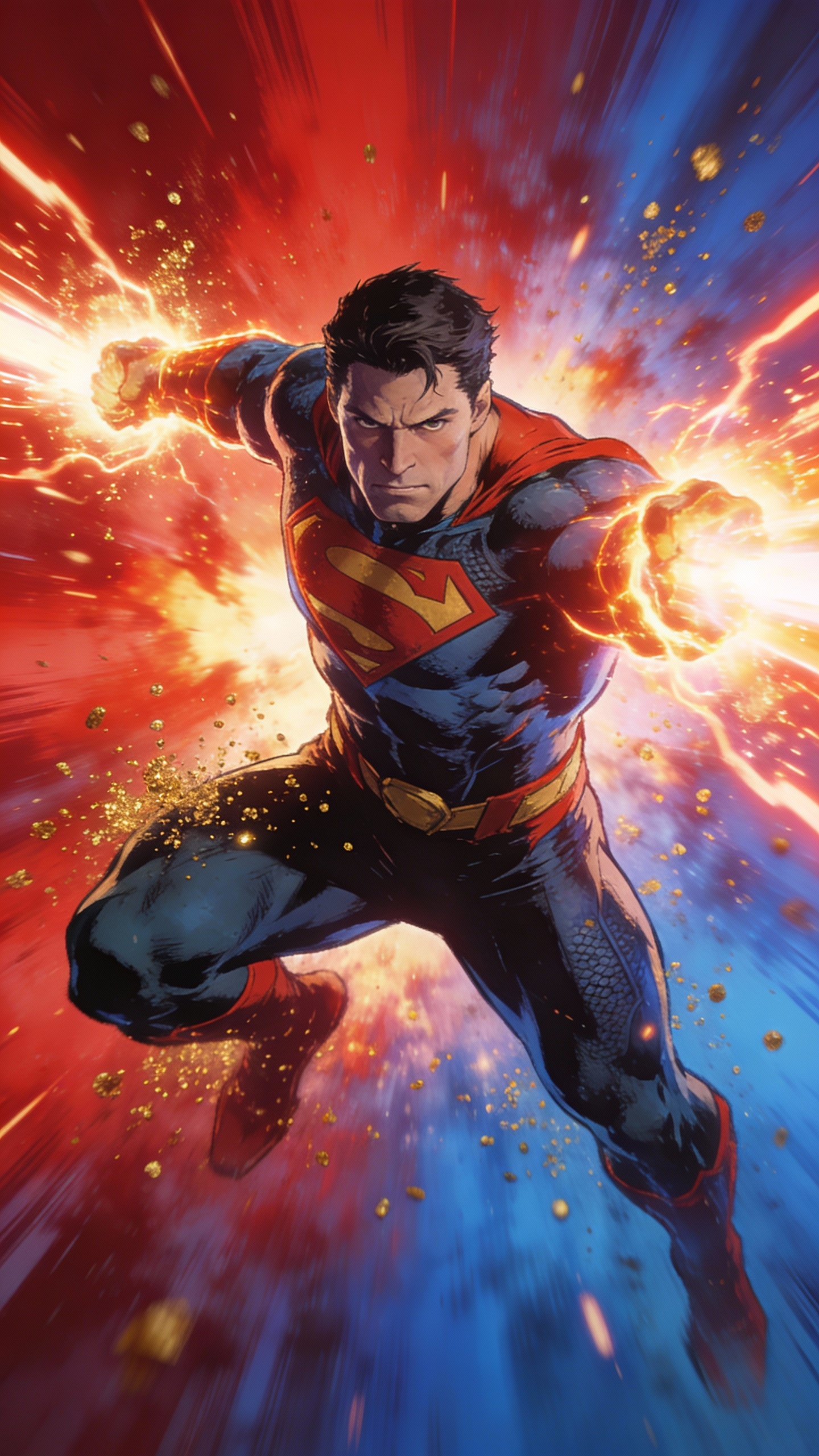 Superman Charging Into Battle