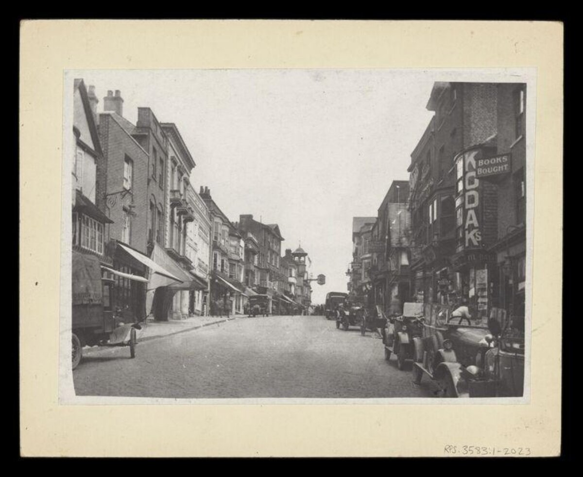 Vintage Town Street with Kodak Sign