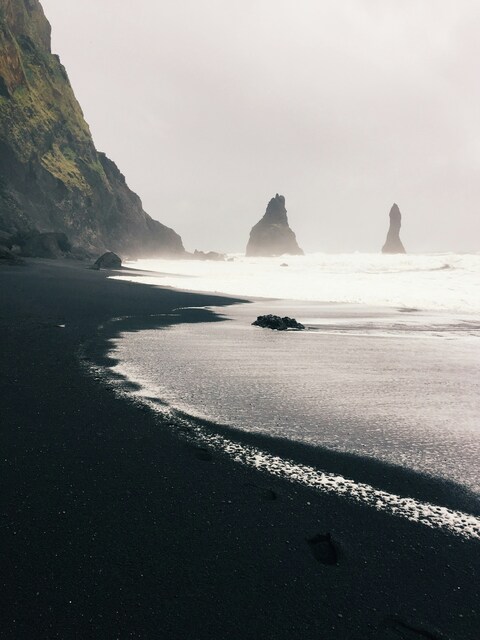 Black Sand Beach Coastal Landscape