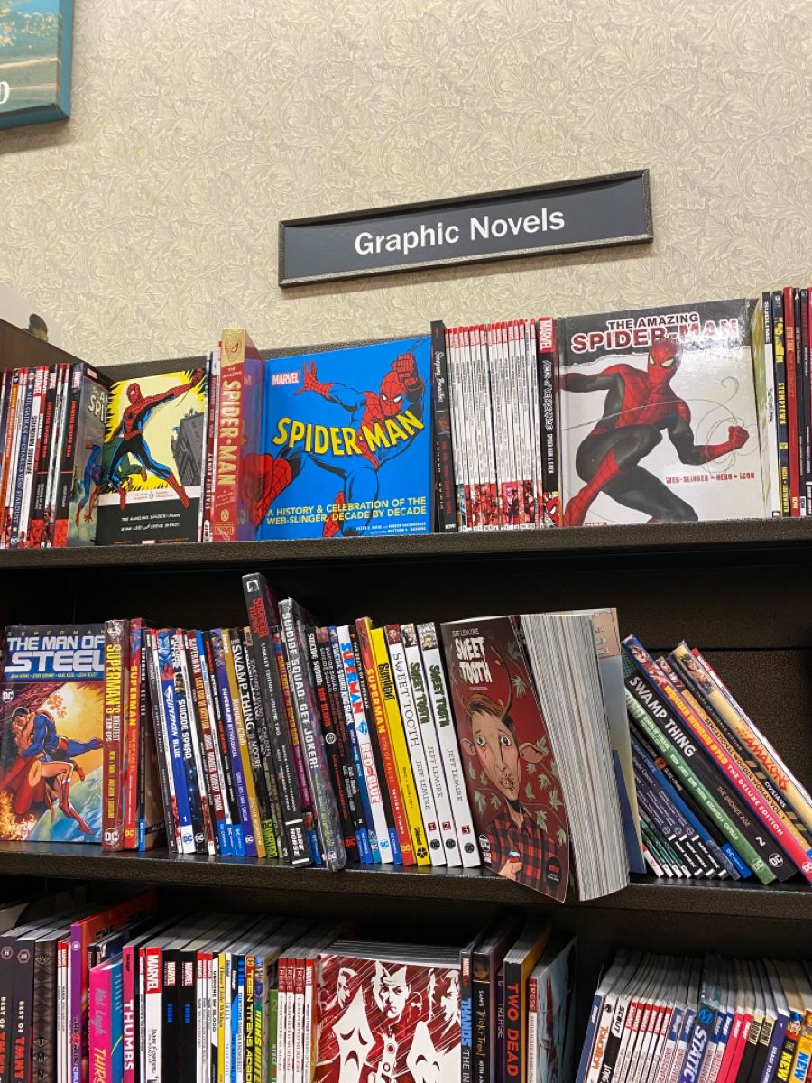 Graphic Novels Collection on Bookshelf