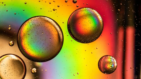 Oil Bubbles on Colorful Gradient Background