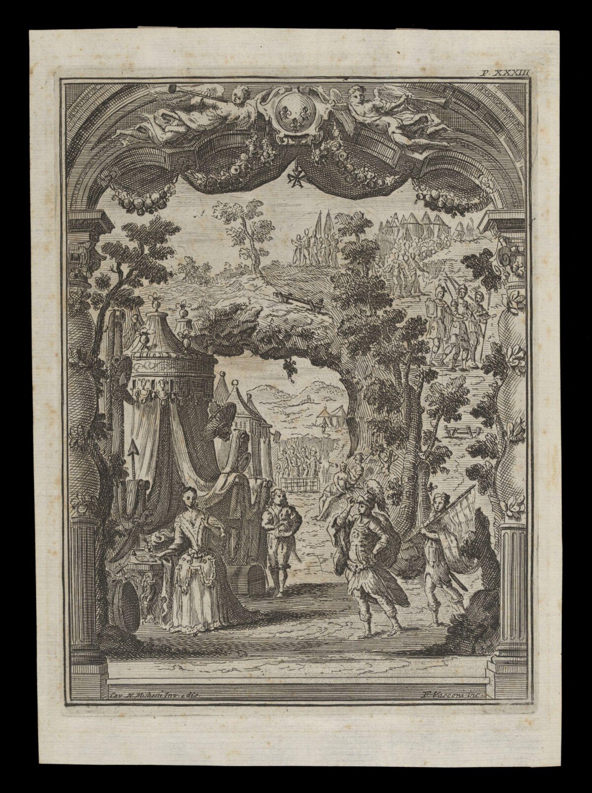 18th Century Military Encounter Etching