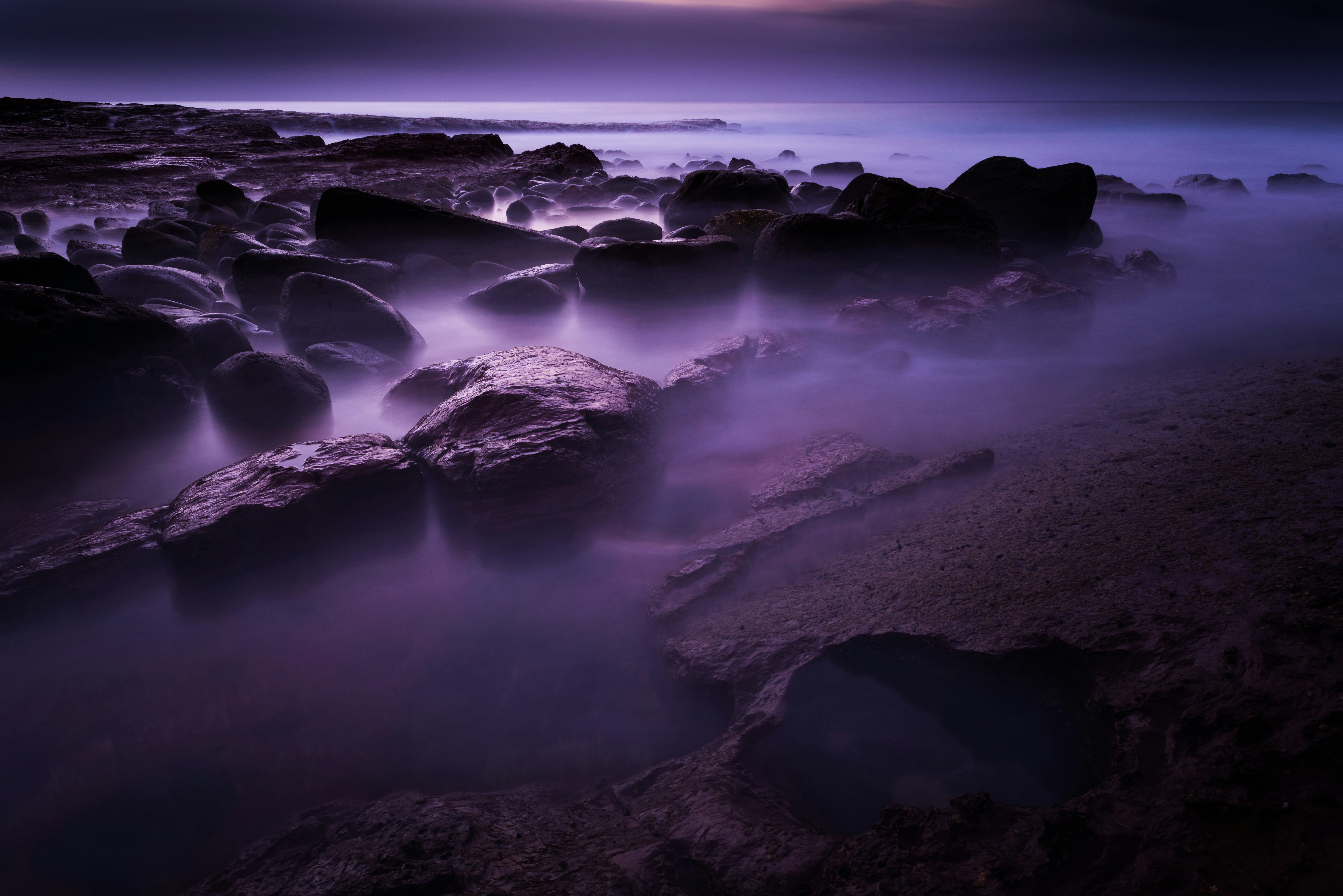 Purple Misty Rocky Seashore