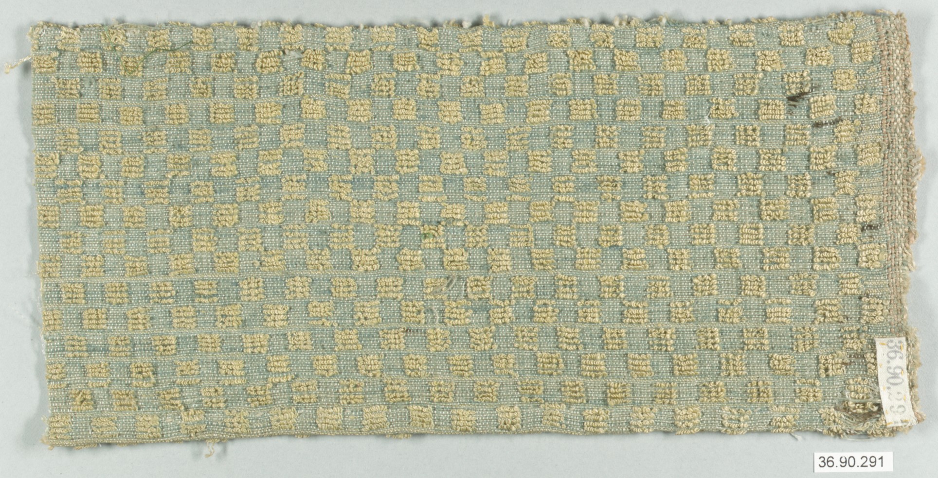Antique Checked Woven Textile Fragment