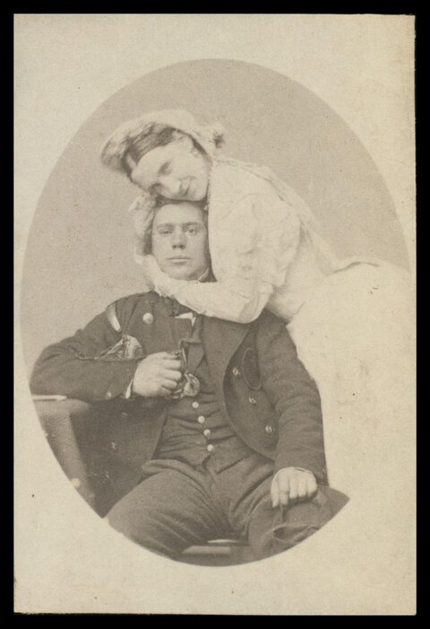 Vintage Affectionate Couple Portrait
