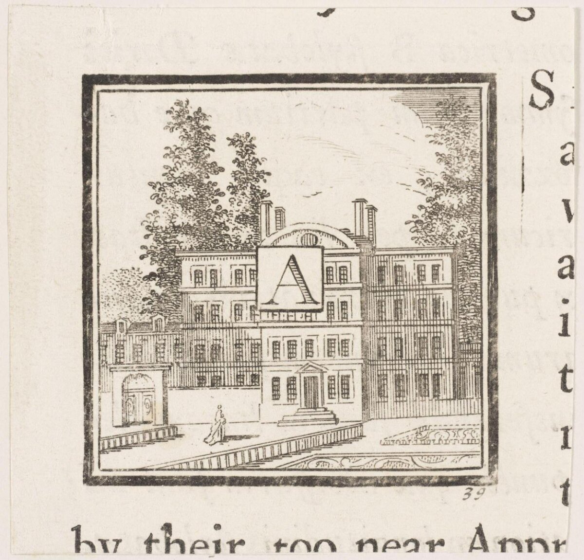 Engraved Initial A With Mansion Scene