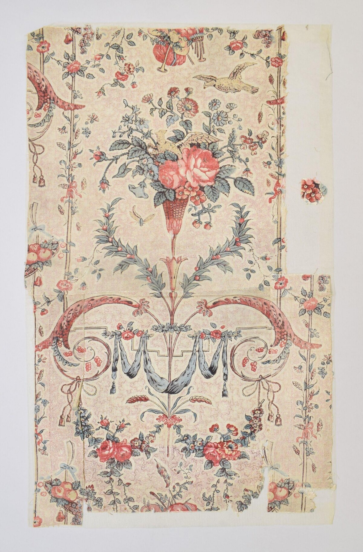Antique Floral Printed Fabric Fragment