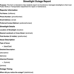 Streetlight Outage Report