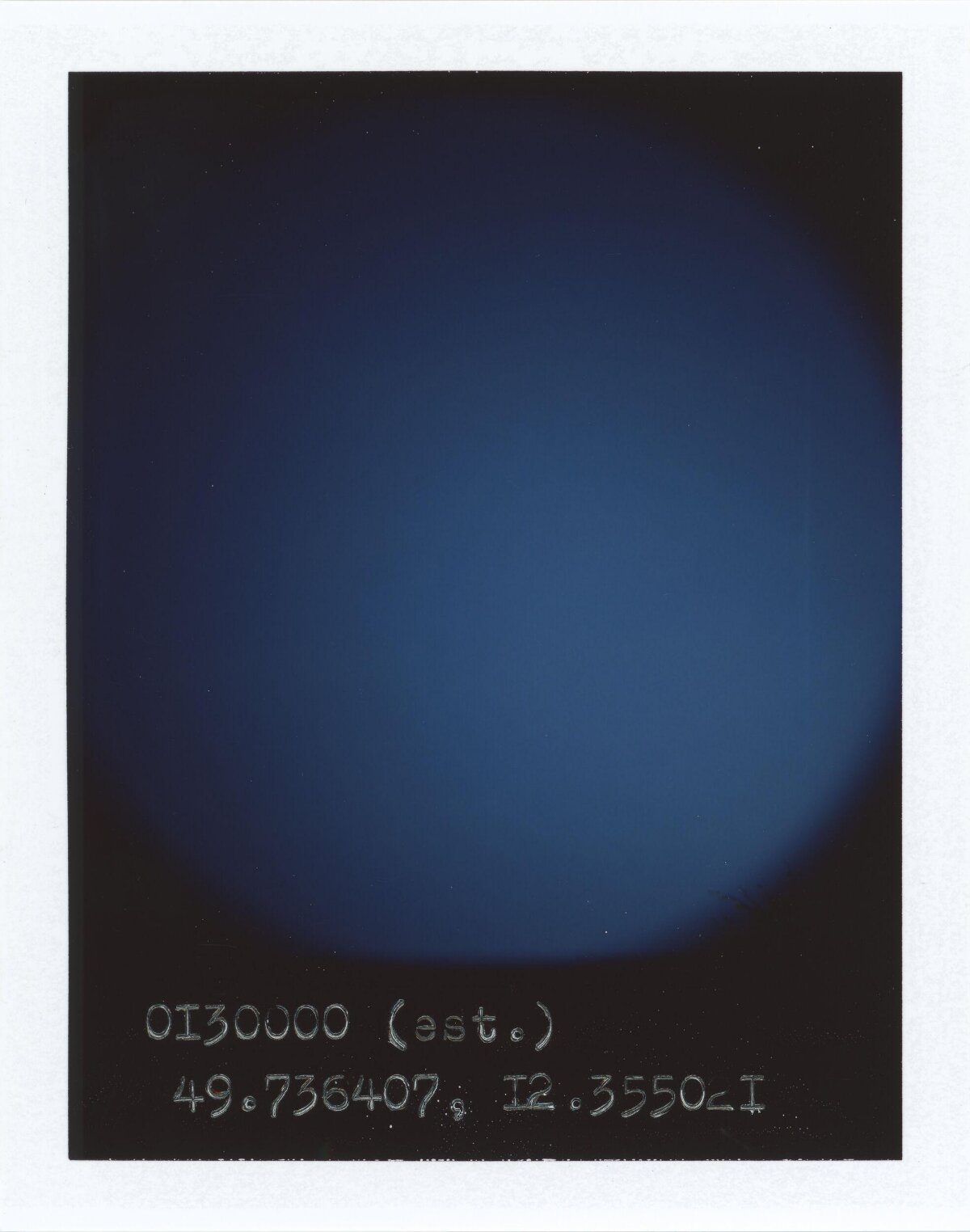 Blue Polaroid With Handwritten Coordinates — Gradient Backgrounds