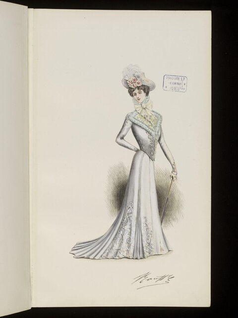 1901 Paris Women's Fashion Design Sketch