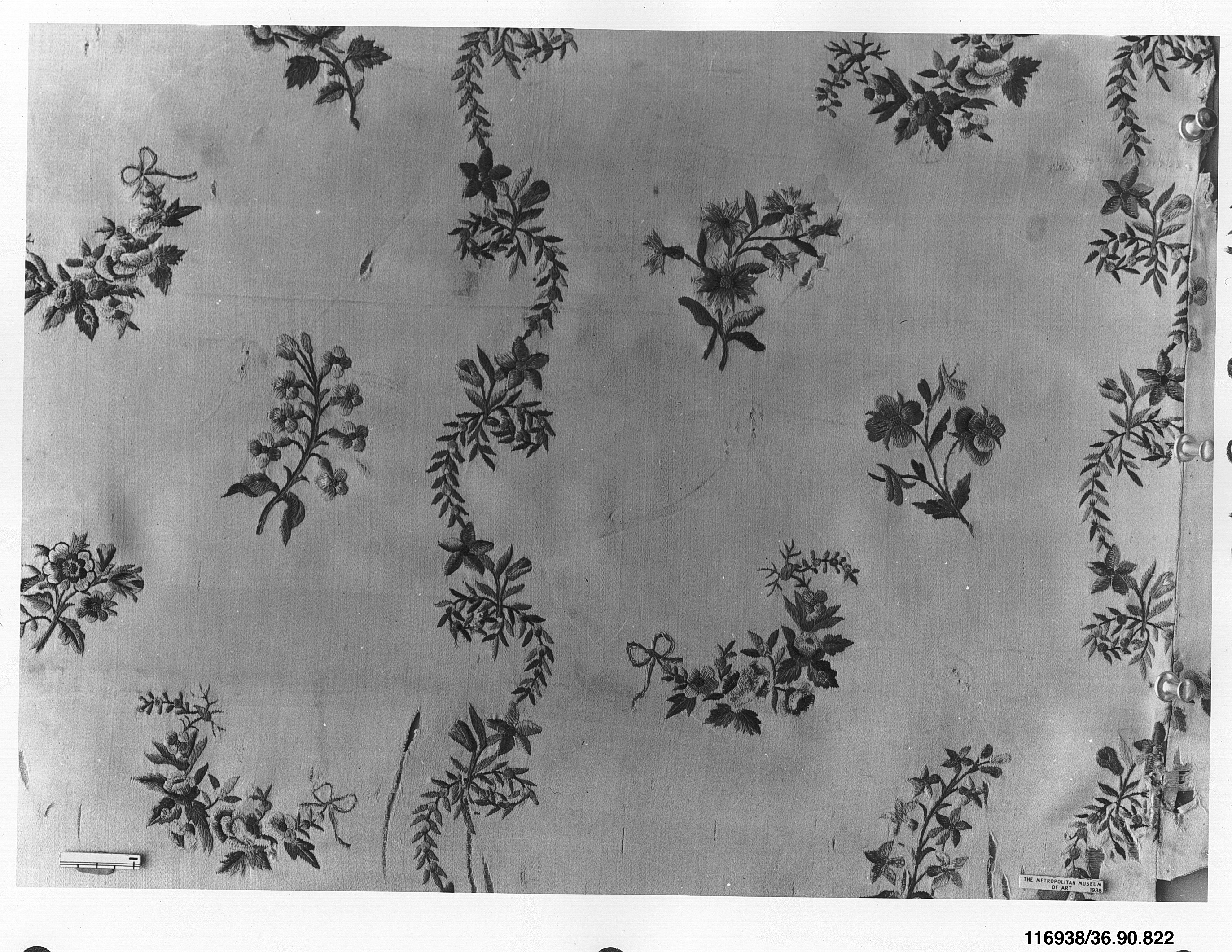 Antique Embroidered Floral Textile Fragment