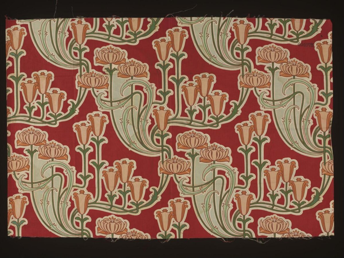Red Background Floral Textile Pattern