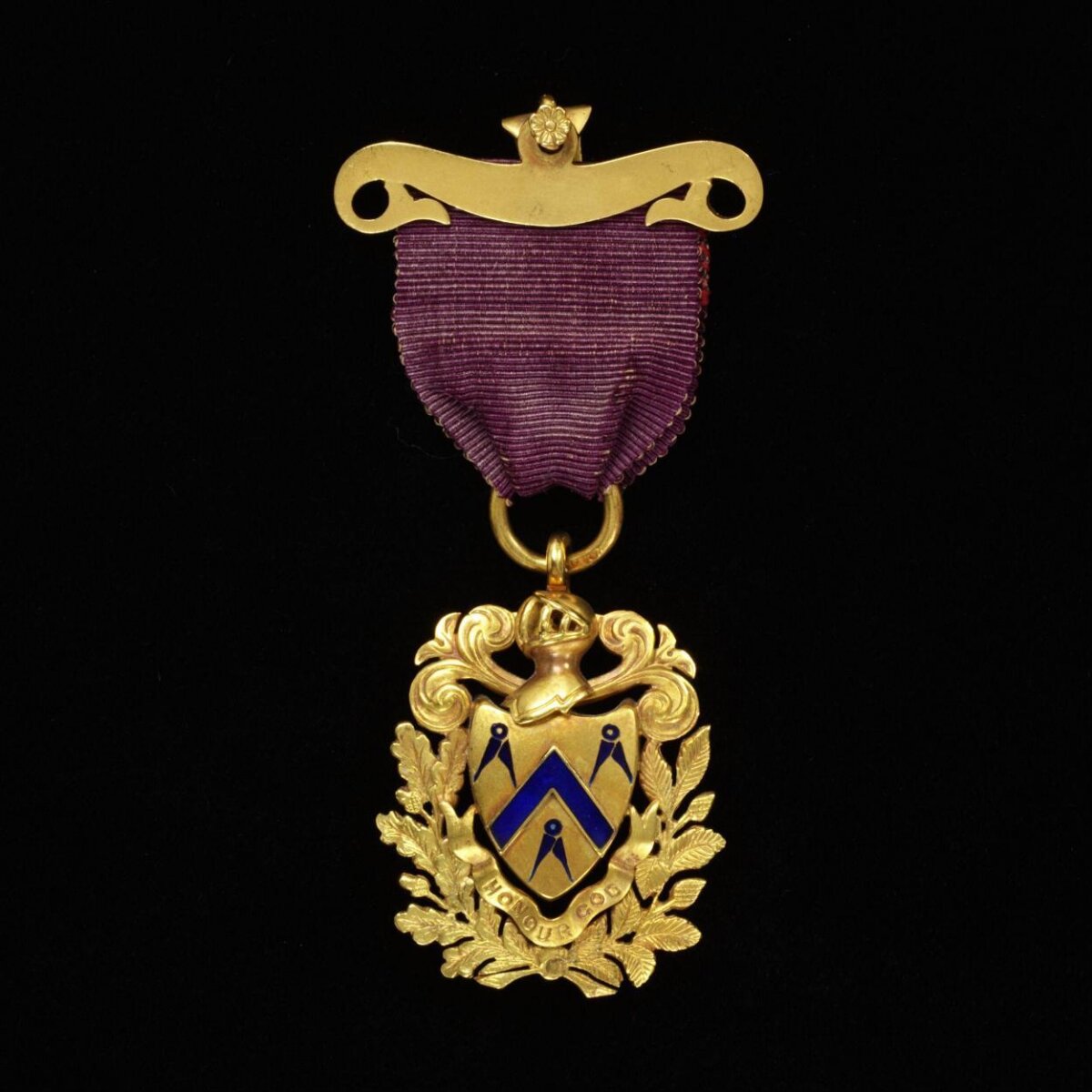 Antique Gold Medal with Purple Ribbon