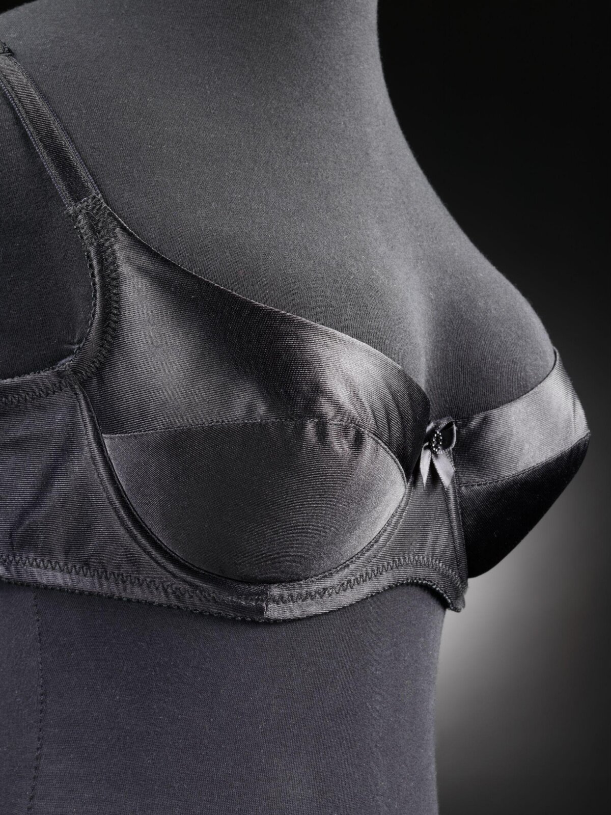 Black Satin Bra on Mannequin
