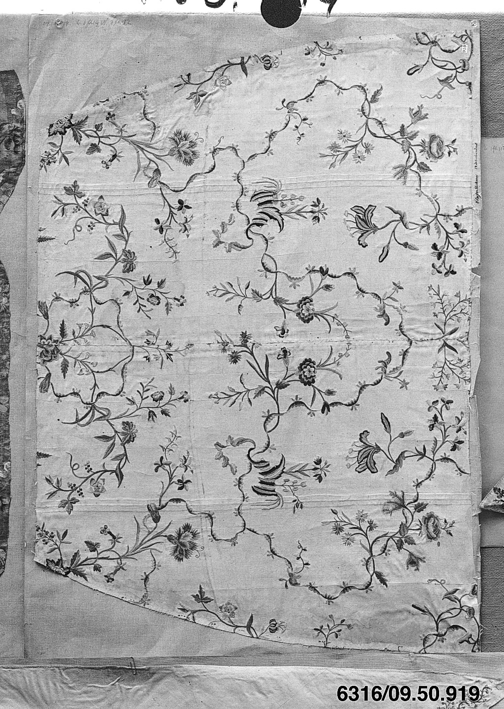 Floral Embroidered Textile Fragment