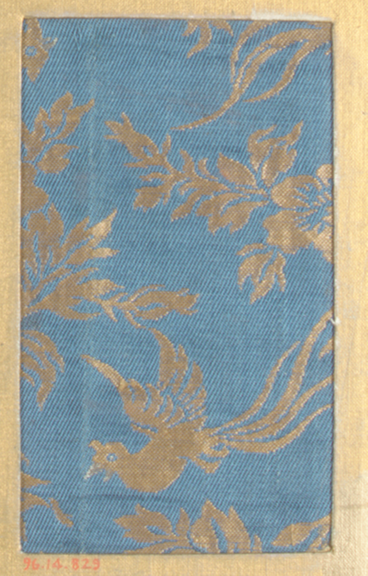 Blue Golden Phoenix Pattern Woven Textile