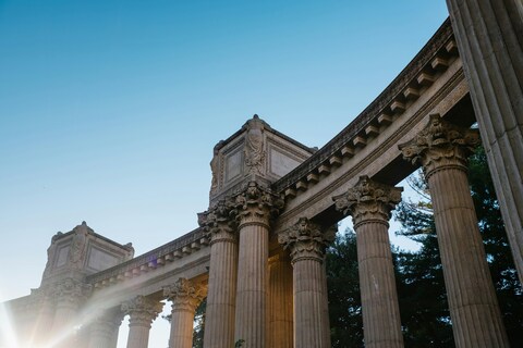 Neoclassical Colonnade Under Clear Sky