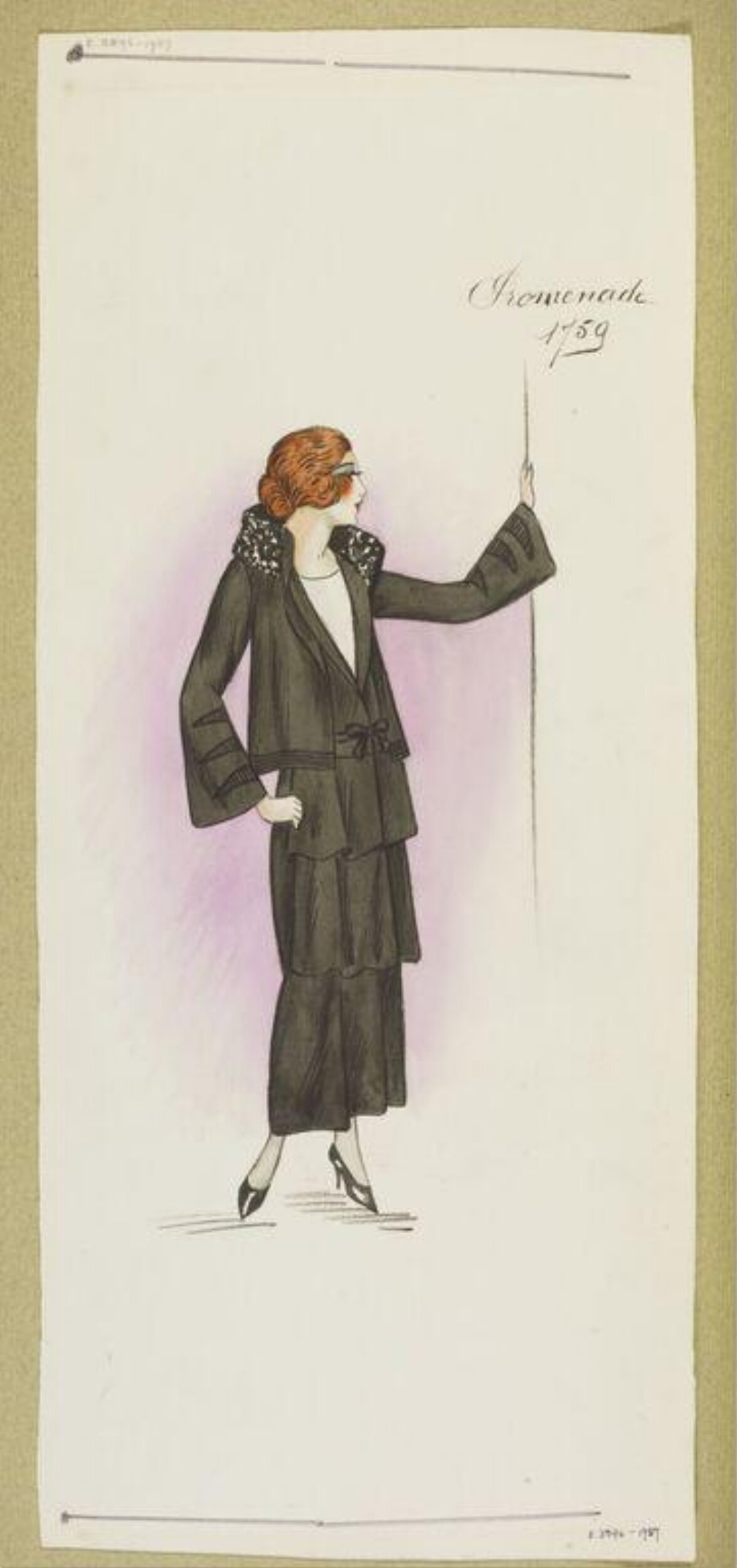 Vintage Promenade Outfit Fashion Sketch