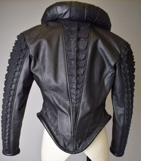Spine Design Black Leather Jacket