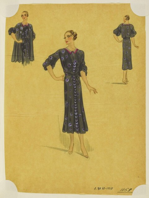 1930s Day Dress Fashion Sketch