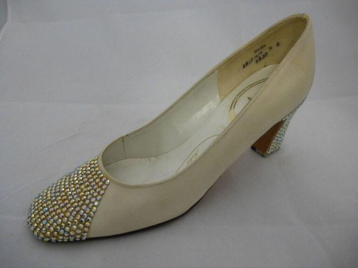 Cream Rhinestone High Heel Pump