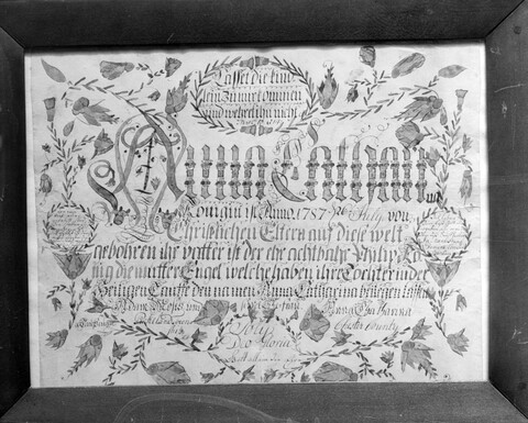 Framed 1787 German Baptismal Certificate