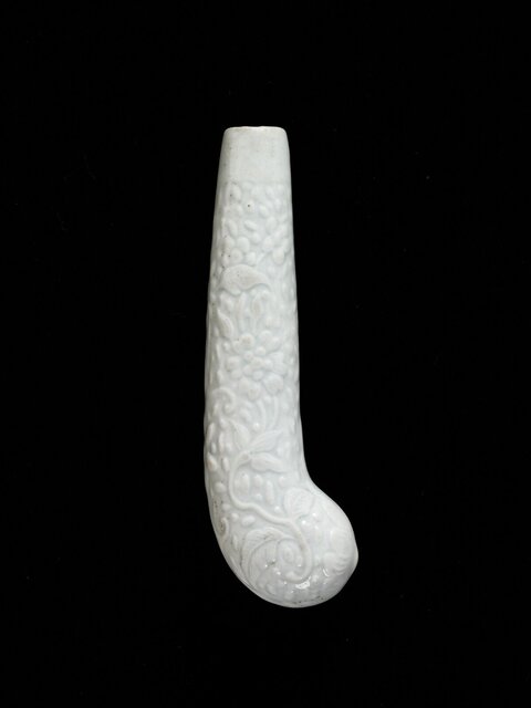 White Porcelain Carved Pipe Handle