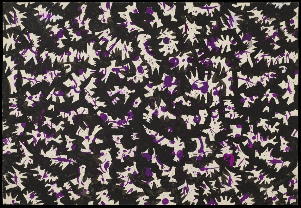 Black and Purple Abstract Painting