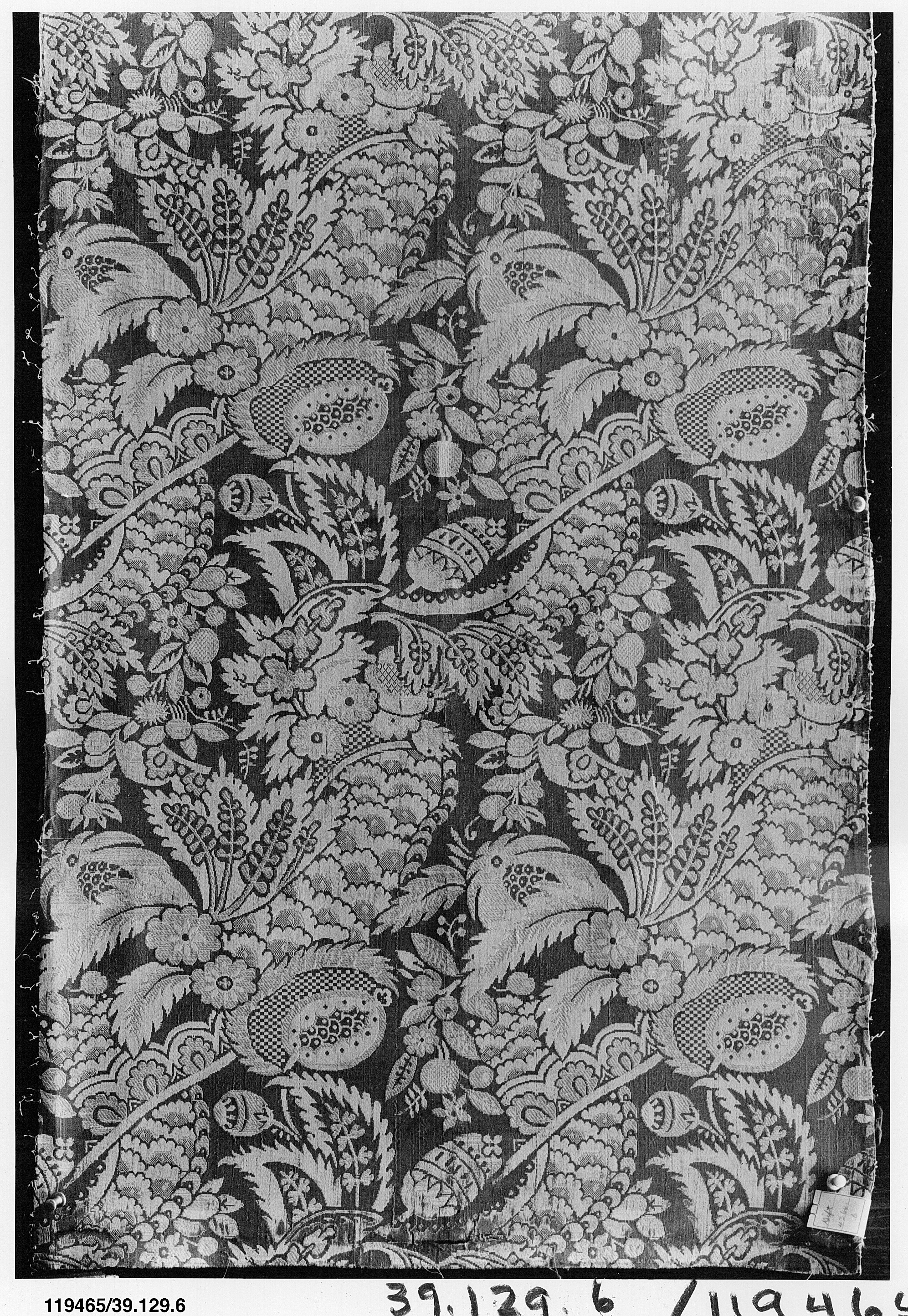 Antique Botanical Woven Textile Fragment
