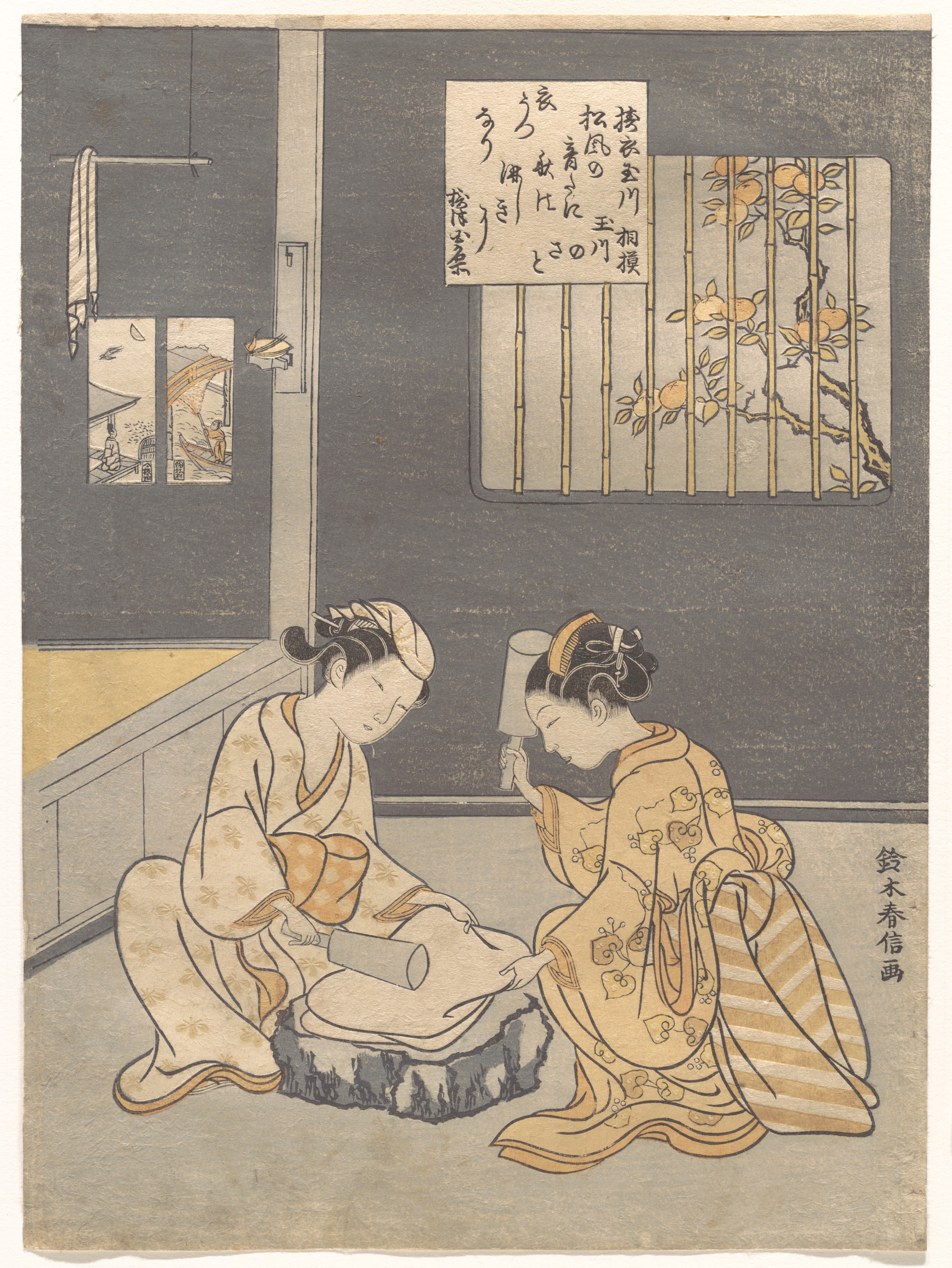 Two Women Pounding Mochi Ukiyo-e