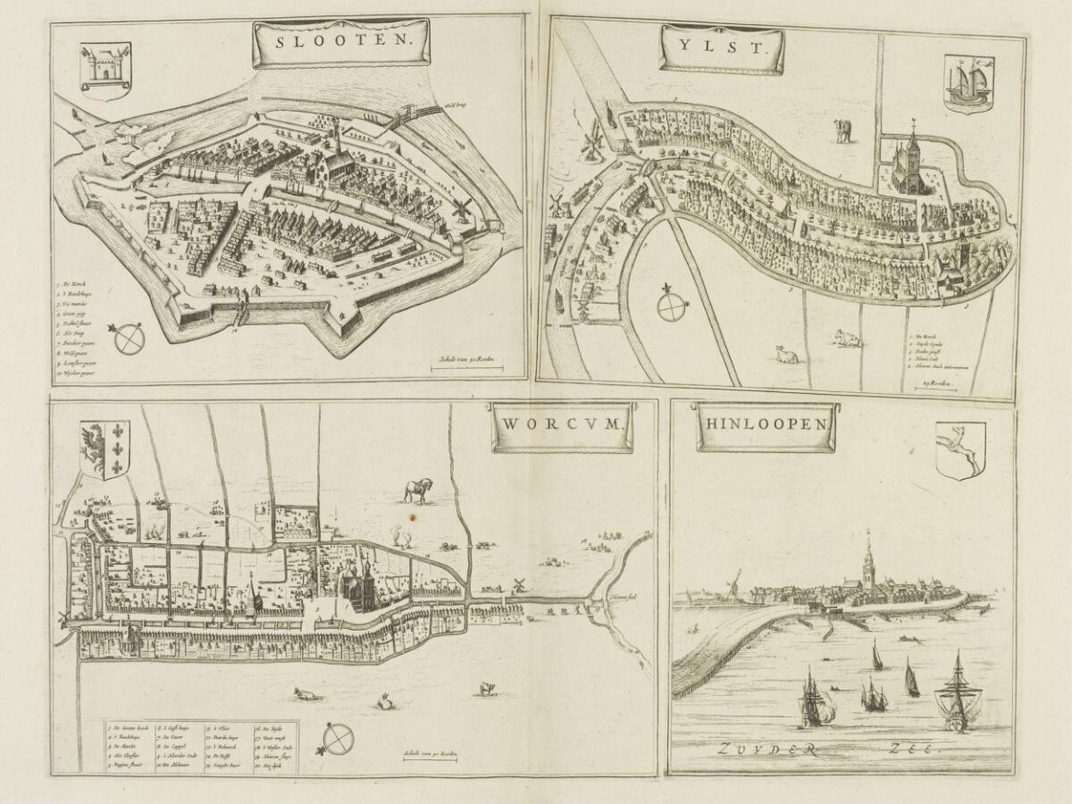 Antique Map of Four Dutch Towns