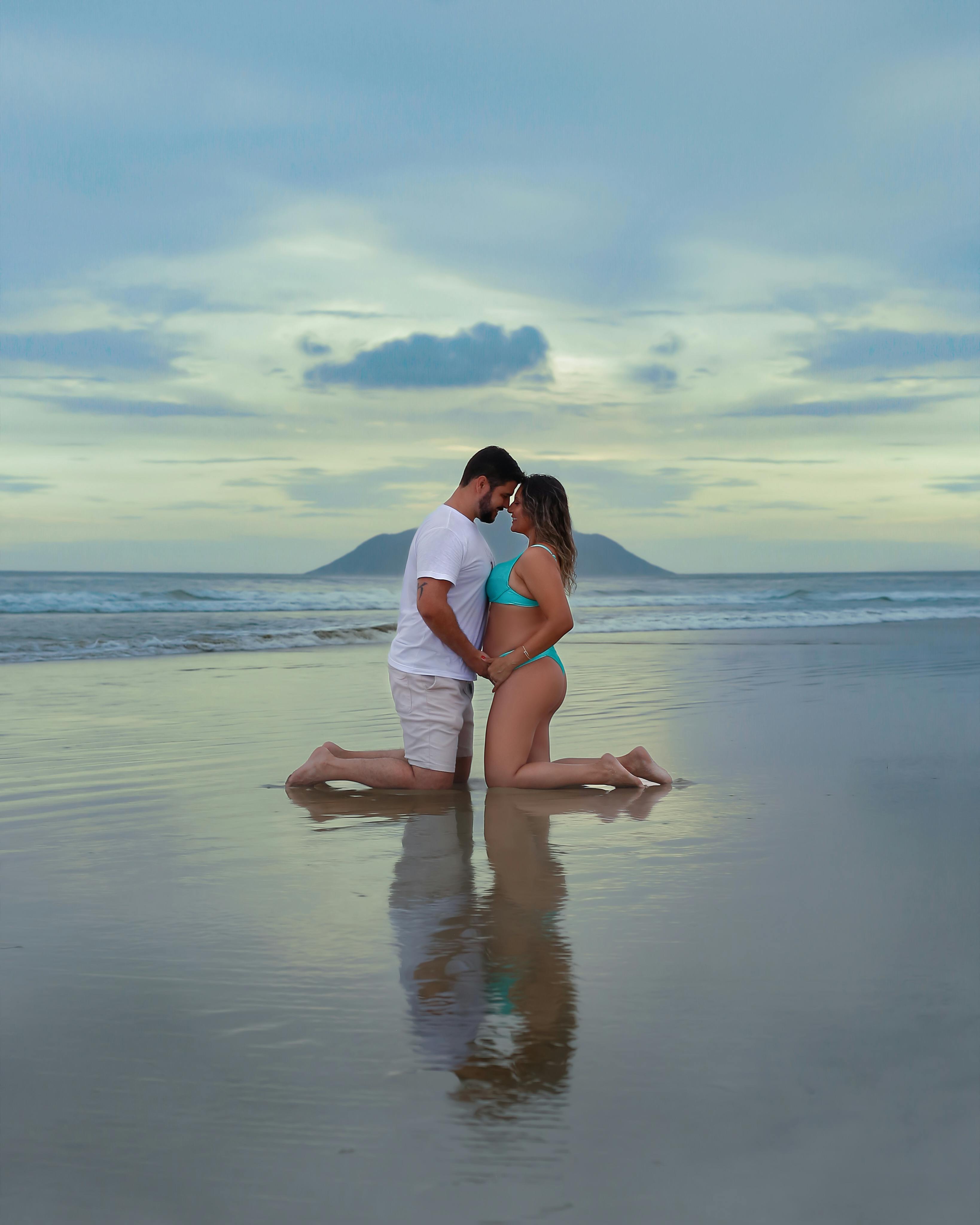 Expecting Couple Beach Maternity Photo