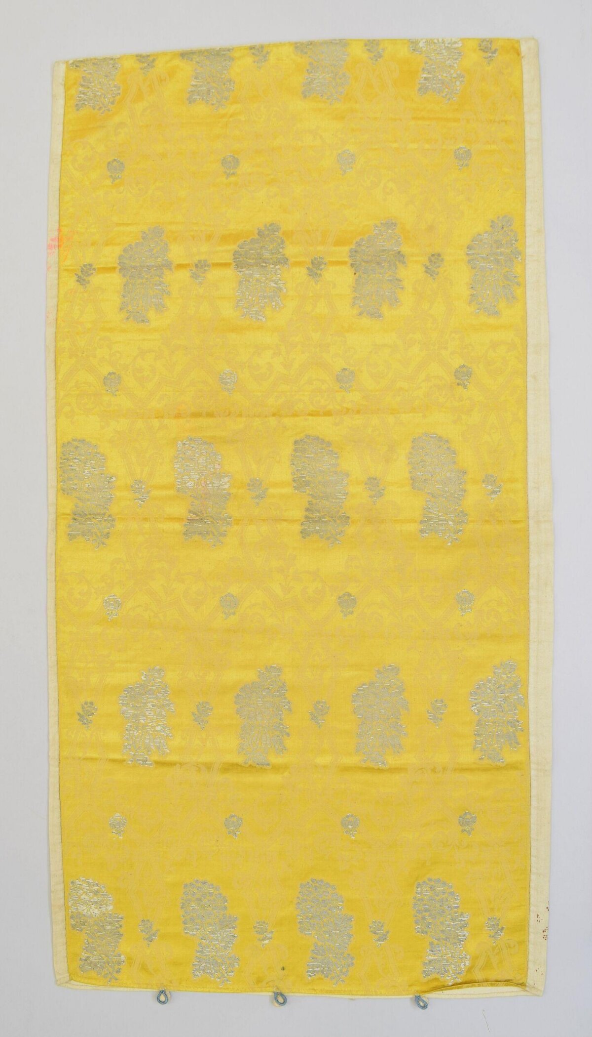 Yellow Silver Patterned Brocade Textile