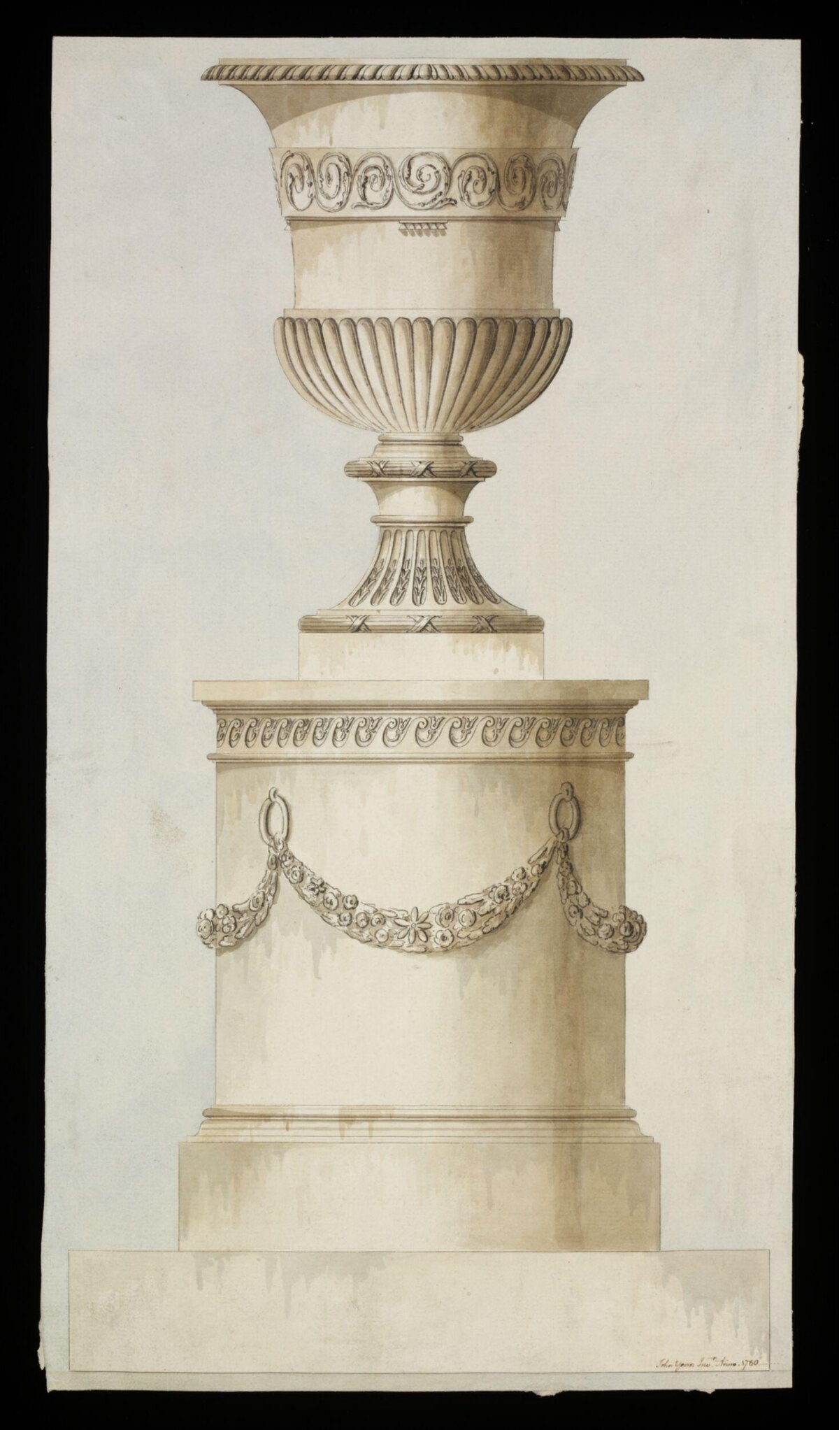 Classical Urn on Pedestal Design Drawing