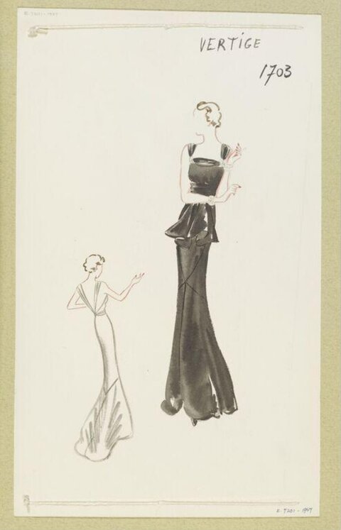 Vintage Evening Gown Fashion Sketch