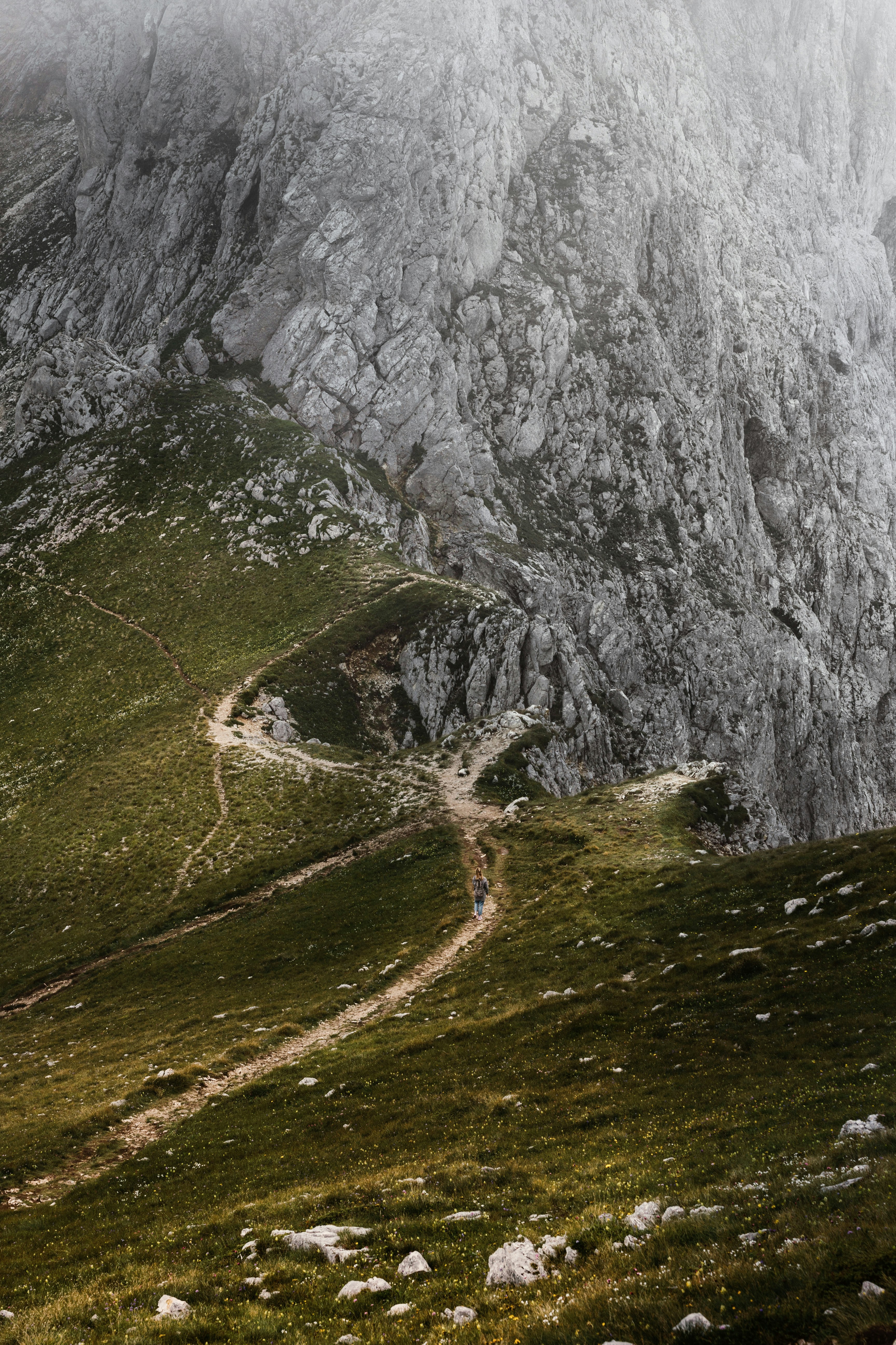 Hiker on Mountain Ridge Trail