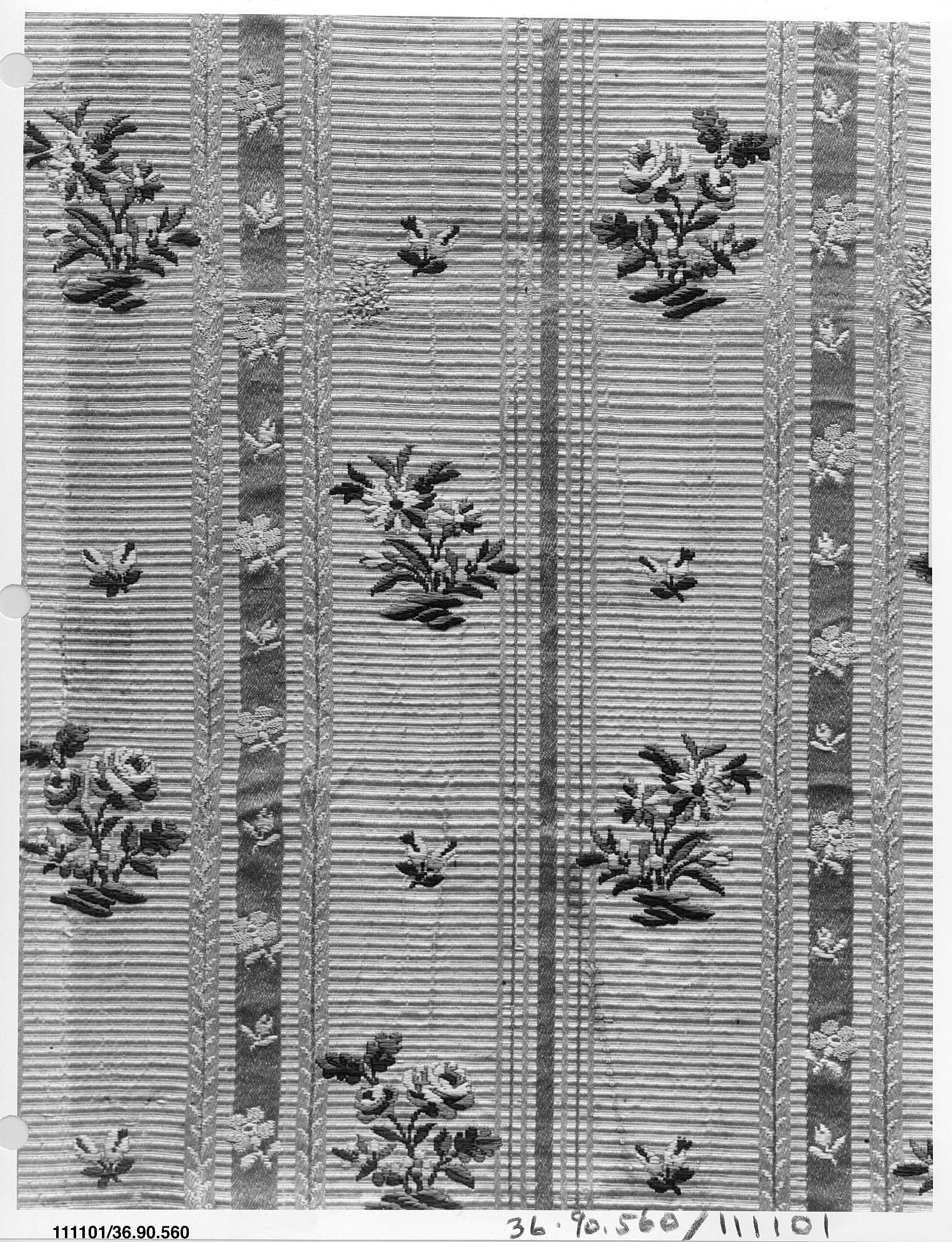 Floral Striped Woven Textile Sample