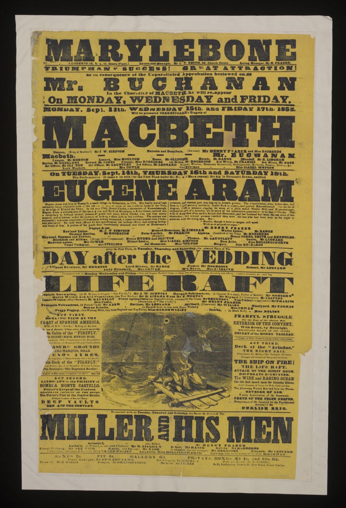 1852 Marylebone Theatre Playbill