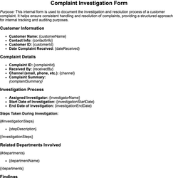 Complaint Investigation Form