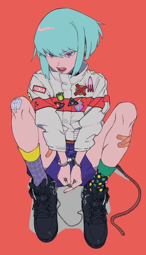 Handcuffed Seated Anime Girl